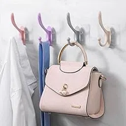 Dargoba 10 Pack Self Adhesive Wall Hooks, PVC Waterproof Heavy Duty Sticky Plastic Hooks | Hanging Capacity 10 KG Max | Multipurpose No Drilling Home Storage Hook - Multicolor-picture-19