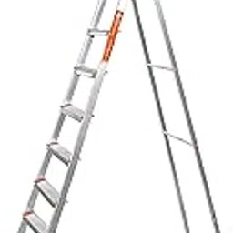 Casa Copenhagen Designed in Denmark, 8-Step Foldable Aluminium Ladder Laser Cut with Super Advance Sure-Hinge Technology,7 Years Warranty - Orange image 1