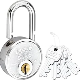 Laser BIGBOSS Round Padlock with (67 mm) 10 Levers and 4 Keys, Silver Finish-picture-18
