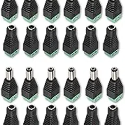 ONCRO® 12 pairs DC power plug male female Connector Adapter jointer Green Black 5.5mm x 2.1mm Jack Terminal 12V for CCTV Camera LED strip Light DVR Security System Wire Ends Barrel Kit Screw Type-image-10