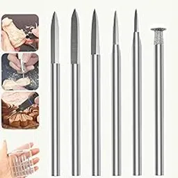 Sunkizzrs® 6-Pcs Wood Carving Drill Bits Set 3mm Round Shank —Detail Carving Bits —HSS Engraving Drill for Dremel —DIY Crafts Rotary Tool for Grinding/Polishing/Micro Sculpture (Needle Tips Set)-picture-12