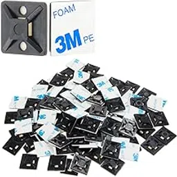 XHF Cable Zip Tie Mounts Self Adhesive Wire Cable Clips Organizer Holders Black 0.75 inch (19.5mm x19.5mm) HS-101S-image-49
