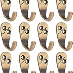 SMART SHOPHAR Aluminium Alloys Single Jack(J) Wall Hook 1 Leg Antique, Pack of 12 / Heavy Duty J Hook for Hanging Keys, Cup, Coat, Hat, Kitchens Towel, Bathroom, Office/Screws with Plastic Plugs-image-23