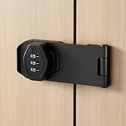 Password Rotary Hasp Locks, 3 Digit Keyless Combination Lock for Cabinet Doors, Door Security Slide Latch Lock for Cabinets, Gate Locks for Barn Door, Outdoor (Black, 4 inch)-image-15