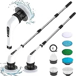 HIRVAX Electric Spin Scrubber, 360 Cordless Cleaning Brush with 7 Replaceable Brush Heads Power Scrubber Shower Cleaning Brush with Adjustable & Detachable Handle for Bathroom Household Cleaner-picture-19