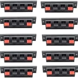 Rahul Electronics Speaker Terminal Block Stereo Push Release Connector Plate 4 Way Amplifier Spring Jointing Clamp pack of 10-image-26
