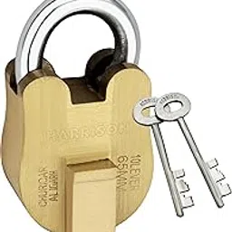 Harrison Padlocks/Round Padlock 65mm 10 Lever with 2 Keys CHURIDAR-0269 Pack of 1/ Brass Material/Brass Lacquer Finish/Door Lock, Shutter Lock, Godown Lock, gate Lock-image-81