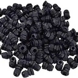 100 pcs Waterproof PG9 Cable Gland Connector Black Plastic Adjustable IP68 M16 Thread Cable Gland with Locknut Rubber Ring for 4-8mm Wire-image-3