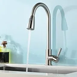 B Backline Brass Kitchen Sink Mixer Tap/Faucet 360° Rotatable Pull Out Kitchen Faucet Multi-Function Sprayer/hot and Cold tap for Kitchen Sink Faucet/Water Tap (Brushed Chrome)-picture-18