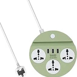 QUIRA 3 pin Socket Power Board 3 Hole Flat pin Plug Connector Strips USB Socket Portable Power Strip Tower Office USB Protector Electric Charging Level with overheat Protection (Multicolour)-picture-17