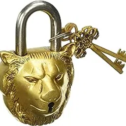 Purpledip Brass Padlock 'Lion King': Antique Design Door Lock (10004)-picture-14