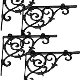 Metal Handcrafted Shelf Bracket for The Floating Shelves L Angle Decorative L Shaped Corner Brace Joint Heavy Duty Wall Mounted Shelf Support Corner Brace Holder (Pack of 4, Black)-picture-16