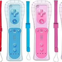 PGYFDAL 2 Packs Classic Wireless Gesture Controller Compatible for Wii Wii U Console, Gamepad with Soft Silicone Sleeve and Wrist Strap (Red+Blue+Pink+Dark Blue)-image-55