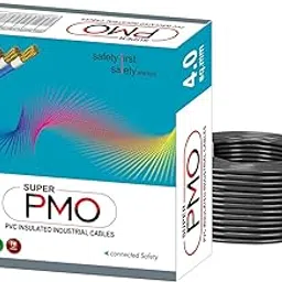 SUPER PMO Meters PVC Insulated Copper Wire Single Core Flexible House Cable for Domestic & Industrial Connections Electric Wire (BLACK, 4.00 SQ MM) image 1