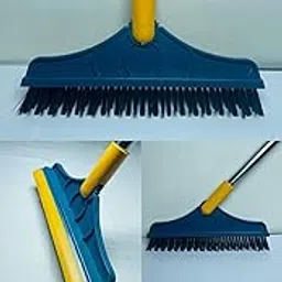 2-in-1 Bathroom Cleaning Brush with Wiper and Long Handle - 120° Rotating Floor Scrub Brush for Tiles, Kitchen, and Home Cleaning Accessories, Black, Stainless Steel-picture-39