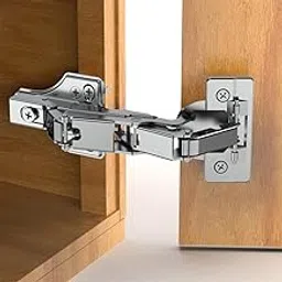 175 Degree Hinges, Frameless Cabinet Doors Hinges, Concealed Hydraulic Adjustable Mounting Hinges, Soft Closing Nickel-Plated Steel Buffer Dampers for Wardrobe (2 Pack, Full Overlay)-image-13