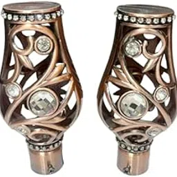 BULLBOND LEAFLO Antique R/G Imported Curtain Bracket Finial Set for Door and Windows Fittings (Rose Gold & Crystal Finish)-image-55