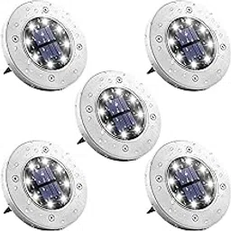 Drumstone (𝗦𝗽𝗲𝗰𝗶𝗮𝗹 𝟭𝟬 𝗬𝗲𝗮𝗿𝘀 𝗪𝗮𝗿𝗿𝗮𝗻𝘁𝘆 Bright Solar Ground Lights – Waterproof & Durable Outdoor Disk Lights – Auto On/Off – Stainless Steel Design for Gardens (Pack-5)-image-24
