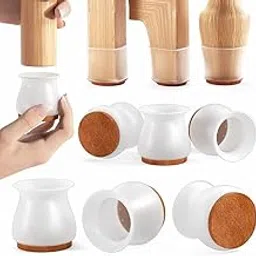 Silicone Chair Leg Protectors with Felt Pads | Anti-Scratch Rubber Furniture Covers for Wooden & Hardwood Floors | Noise-Reducing Chair Leg Caps for Tables, Stools & Chairs (White, 16)-picture-27