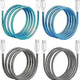 Spiral Cable Protector | Charger Wire Protector for Type-C, iPhone, Earphones & USB | Flexible Full Length Wire Saver Spring Guard Charging Cable & Data Cable Protector Multicolor Pack of 4-picture-13