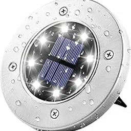 Drumstone (𝗦𝗽𝗲𝗰𝗶𝗮𝗹 𝟭𝟬 𝗬𝗲𝗮𝗿𝘀 𝗪𝗮𝗿𝗿𝗮𝗻𝘁𝘆 Solar-Powered Ground Lights – Waterproof Outdoor LED Disk Lights – Auto On/Off, Energy-Efficient, No Wiring Needed for Pathways, Gardens-image-60