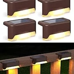 Solar LED Stair & Deck Light Waterproof Outdoor Step Lamp, Warm White, Solar Powered for Garden, Patio, Walkway, Driveway | Pack of 4-image-0