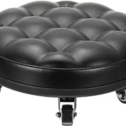 PATIKIL Low Roller Seat Wheel Stool Chair PU Leather Short Low Rolling Stool Universal Wheel Stool for Home Office Fitness Round Roller Seat Stool (Brown), 5.1" Height-picture-22