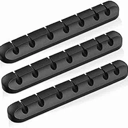 oddpod™ Pack of 3 - Silicone Cable Clips Wire Tidy Management Organizer/Self Adhesive Desk Cable Cord Holder for Charging Cable, Power Cord, USB, Cables in Home, Office & Car - 7 Slots (Black)-image-34