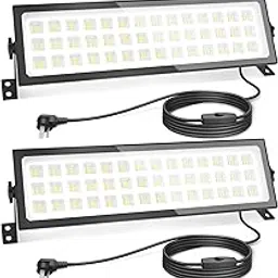 AGranTOP 2 Pack Linkable LED Shop Lights, 100W 15000LM Aluminum Plug in Garage Light w/ 9.84ft Power Cord and Switch, 6000K Daylight, for Garage, Workshop, Warehouse (Built-in Outlet)-image-18