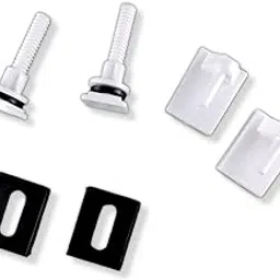 PVC European Toilet Seat Cover Screw Hinges Pair for Western Toilet Commode Parry Type Clamp Box (White, Standard Size)-image-2