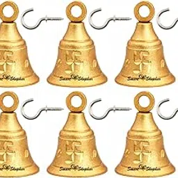 Smart Shophar Brass Jingle Decorative Bell 1 Inches, Heigth 1.3 Inches Gold, Pack of 6 - Set of Delightful Decorative Bells - Durable, Pleasant Sound, Ideal for Crafts and Décor/Lattice Door-image-4