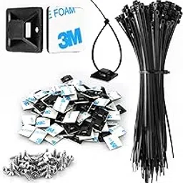 FANDIQ Cable Tie Mount 0.75 Inch 20mm Small Squares Adhesive Mounting, 100 Pieces. perfect for Wire Clips Cable Management Zip Tie Anchors, Durability Pro-grade UV Wire Holder (Black)-picture-19