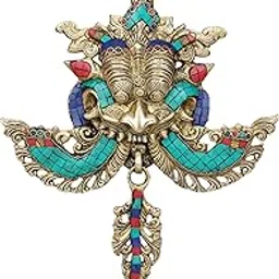 Kartique Brass Nazar Battu for Home Entrance Evil Eye Protector Door Knocker with Multicolor Stone Work, 11.5 Inch Height-picture-22