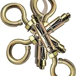 Pure Source India Iron Medium Size Gold Expansion Screws Closed Hook for Wall Concrete Brick - Set of 24-image-18