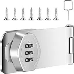 Cabinet Password Hasp Locks Keyless Cabinet Lock Rotary Hasp Locks 3-Digit Mechanical Password Combination Code Door Security Gate Locks for Wooden Drawer Cupboard Locker (Silver)-picture-15