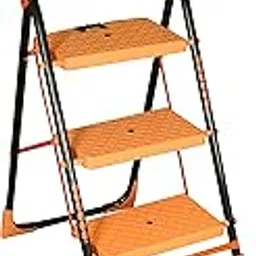 Parasnath 3 Step Steel Kohinoor Diamond Ladder - Foldable Step Ladder -Wide Anti Skid Plastic Steps - 6 Year Manufacturer Warranty - Made in India-image-2