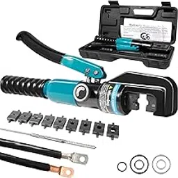 10 Tons Hydraulic Crimping Tool with 9 Dies - Battery Cable Crimper Tool & Wire Rope Crimping Tool for 12 to 2/0 AWG, 1/16" 1/8" 3/16" Stainless Steel Cable Railing Tool-picture-21