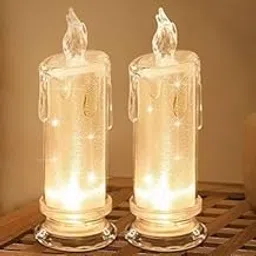 Big Crystal Pillar Candle LED Tea Light | Flameless & Smokeless Melting Wax Design 7" Candle Diya for Home, Navratri, Diwali, Pooja Room, Table, Festival, Wedding, Party & Christmas Décor (1)-picture-20