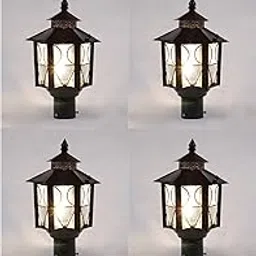 Gate Light Black Iron and Glass | Fixed Mount Outdoor Garden Gate Light | Field Gate and Roof Lighting Fixture | Pack of 4 Durable Exterior Lamps-picture-11