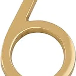 DecorTwist® Metal House Number Modern Golden House Numbers For Flat Door Hostel Hotel Lodge Apartment College Library Rack Number Warehouse 10cm 4 Inch Height (Number 6)-picture-24
