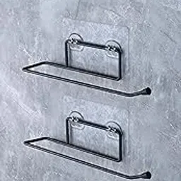 Homeor Self Adhesive Wall Mounted Rustproof Stainless Steel Toilet Paper Holder Self Adhesive/Toilet Paper Roll Holder/Tissue Paper Roll Holder for Bathroom, Pack of 2, Black-picture-19
