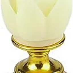 LED Lotus Diya Lamp with Golden Base, Battery Operated, Decorative Smokeless Light for Pooja, Temple, Home Décor, Red Green White (White)-picture-15