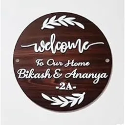Customized Personalized Acrylic 3D Name Plates Board Design for Home Outdoor Glass Office Hotels Restaurants Outside Décor Stylish Clear Wooden Colour (30x30) cm-image-84