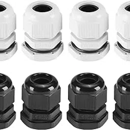 Juvielich 14Pcs PG13.5 Cable Gland Plastic Waterproof Cable Glands Joints Adjustable Connector Black/White for 6-11mm Dia Cable-picture-13