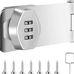 3-Digit Combination Cabinet Lock – Stainless Steel Password Hasp Lock with Screws and Reset Key for Door, Drawer, Locker & Cupboard Security - 1 Pcs (Pack of-1)-picture-35