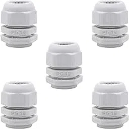 5pcs PG19 Cable Gland Waterproof Plastic Joint Adjustable Locknut White for 12mm-15mm Dia Cable Wire-picture-13
