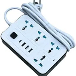 KRESHU Electrical Power Supply Strip with 2500W Rated Power| Type-C, 10A Extension Cord| 3 USB Charging 4 AC Socket Port Fast PD Protection for Home/Office/Hotels/PC (White, Pack of 1)-picture-10