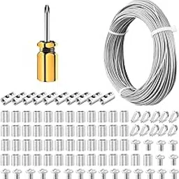 Bolivia's Wire Rope Kit, 50m Cable Railing Kit with Wire Rope Clips, Stainless Steel Rope Coated Garden Wire for Support System, Crimping Sleeves and Screwdrivers, Deck Railing Wire for Outdoor Garden-picture-32