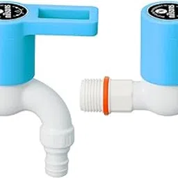 NILSONS 2 Pcs Washing Machine Tap Combo Pack | Prime Series Blue Plastic Water Inlet Tap with Hose Connector for Washing Machine, Bathroom, Kitchen | Heavy Duty, Leak-Proof, Easy Installation-image-1