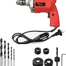 Hillgrove HGCM1106M1 500W Power Drill Machine with 5Pcs Wood Bits and 6Pcs Hole Saw Drill Bits for Making Holes in Metal/Wood/Concrete Pistol Grip Drill (10 mm Chuck Size)-picture-14